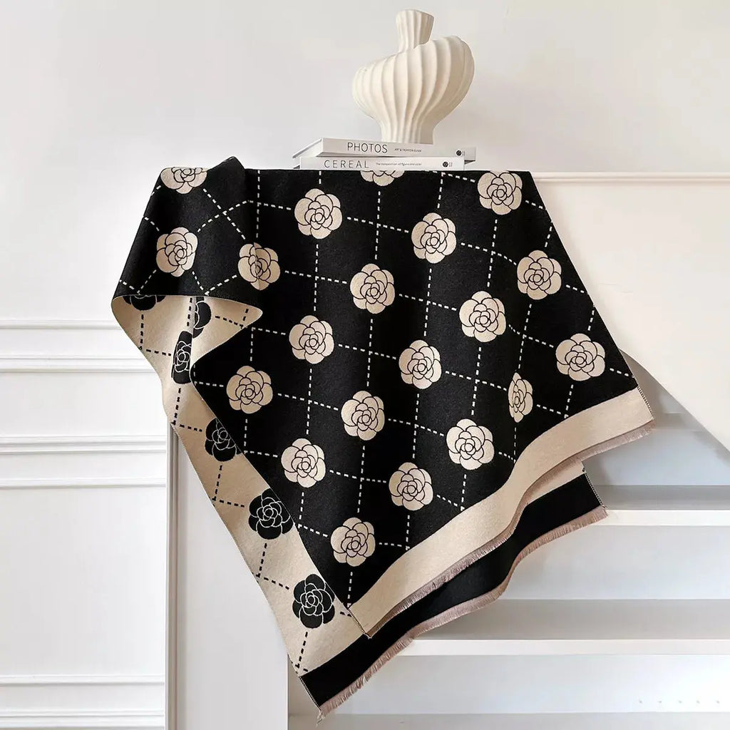 Floral Raw Hem Womens Scarf