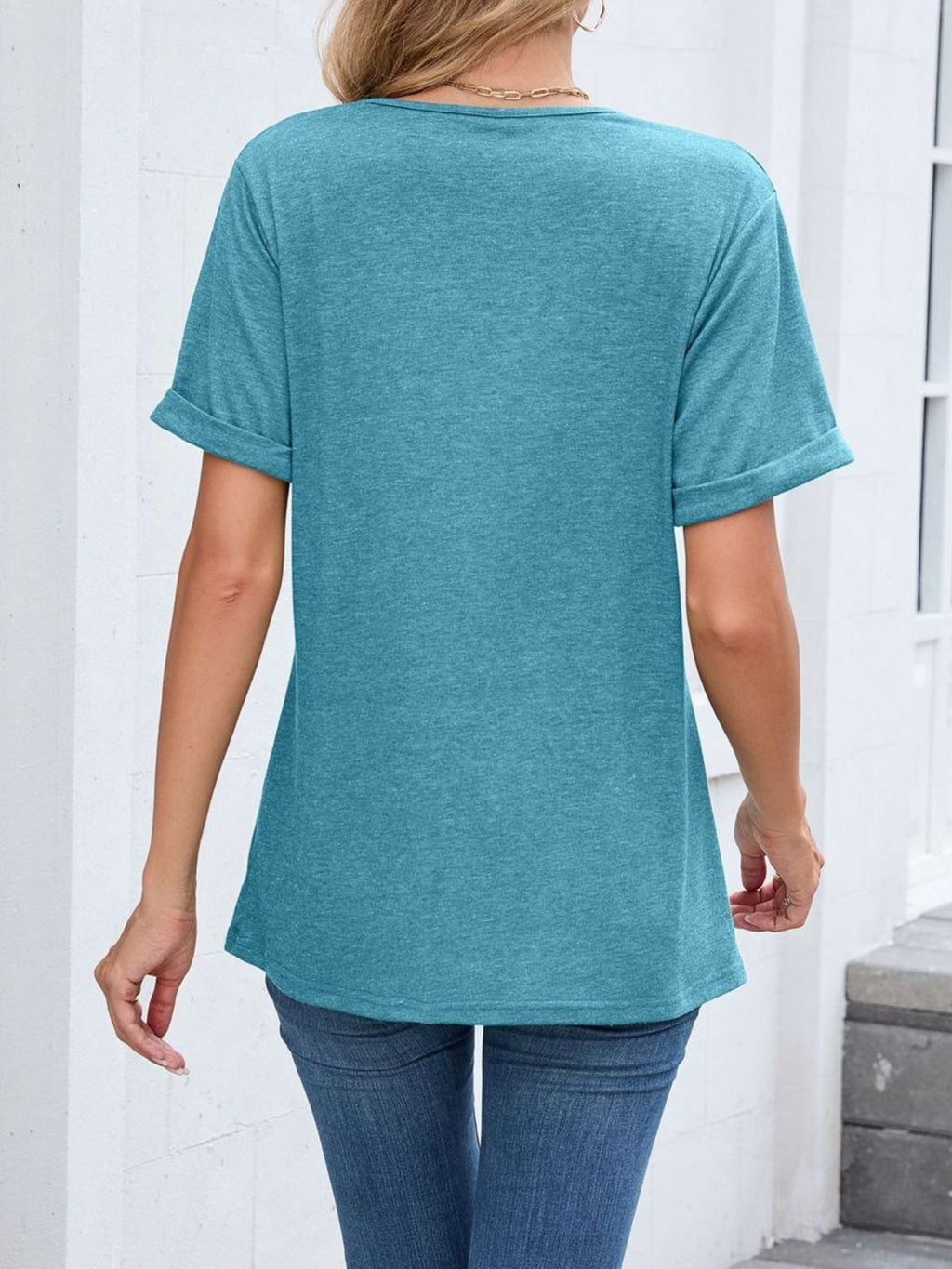 Casual V Neck Short Sleeve T Shirt
