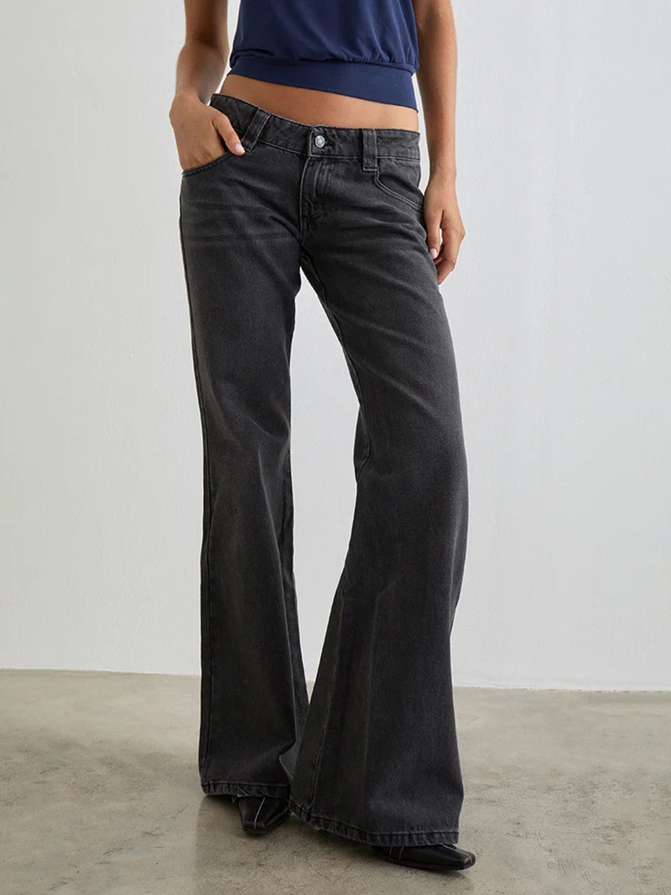 Low Rise Flare Leg Jeans