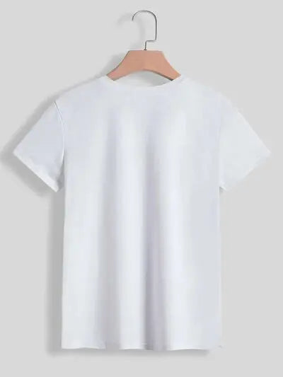 Sequin Rabbit Round Neck Short Sleeve T-Shirt