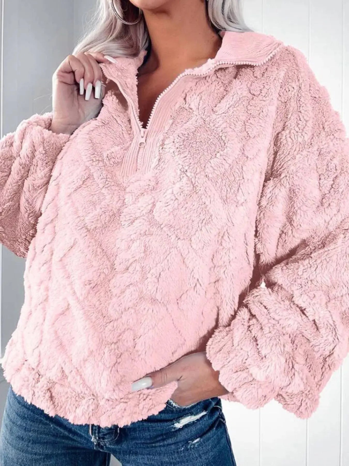 Cozy Fleece Quarter Zip Sweatshirt