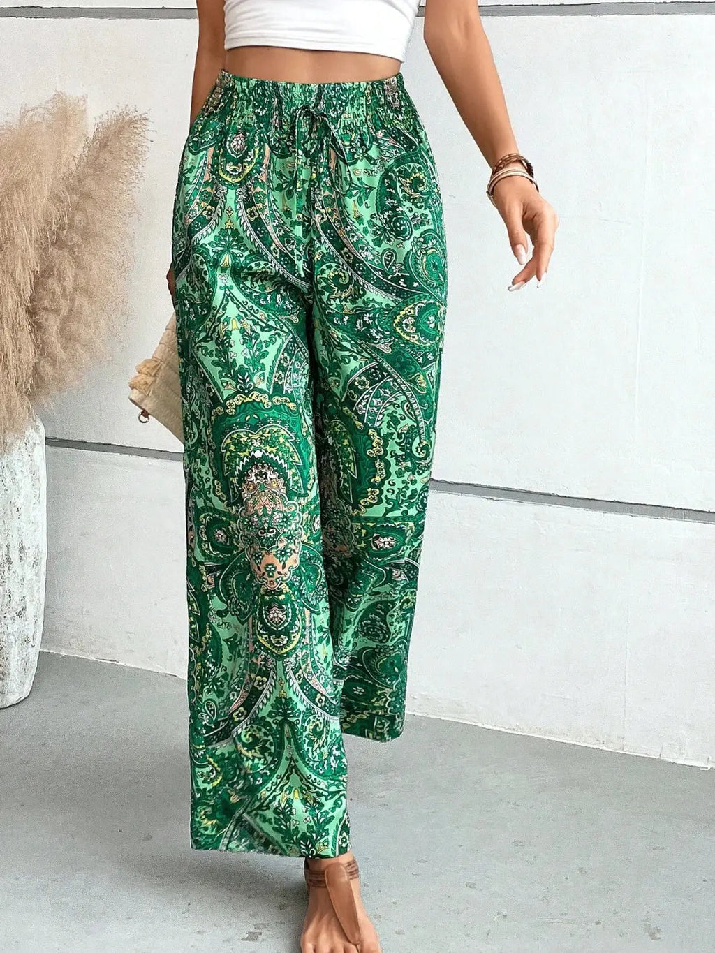 Boho Paisley Printed Wide Leg Pants