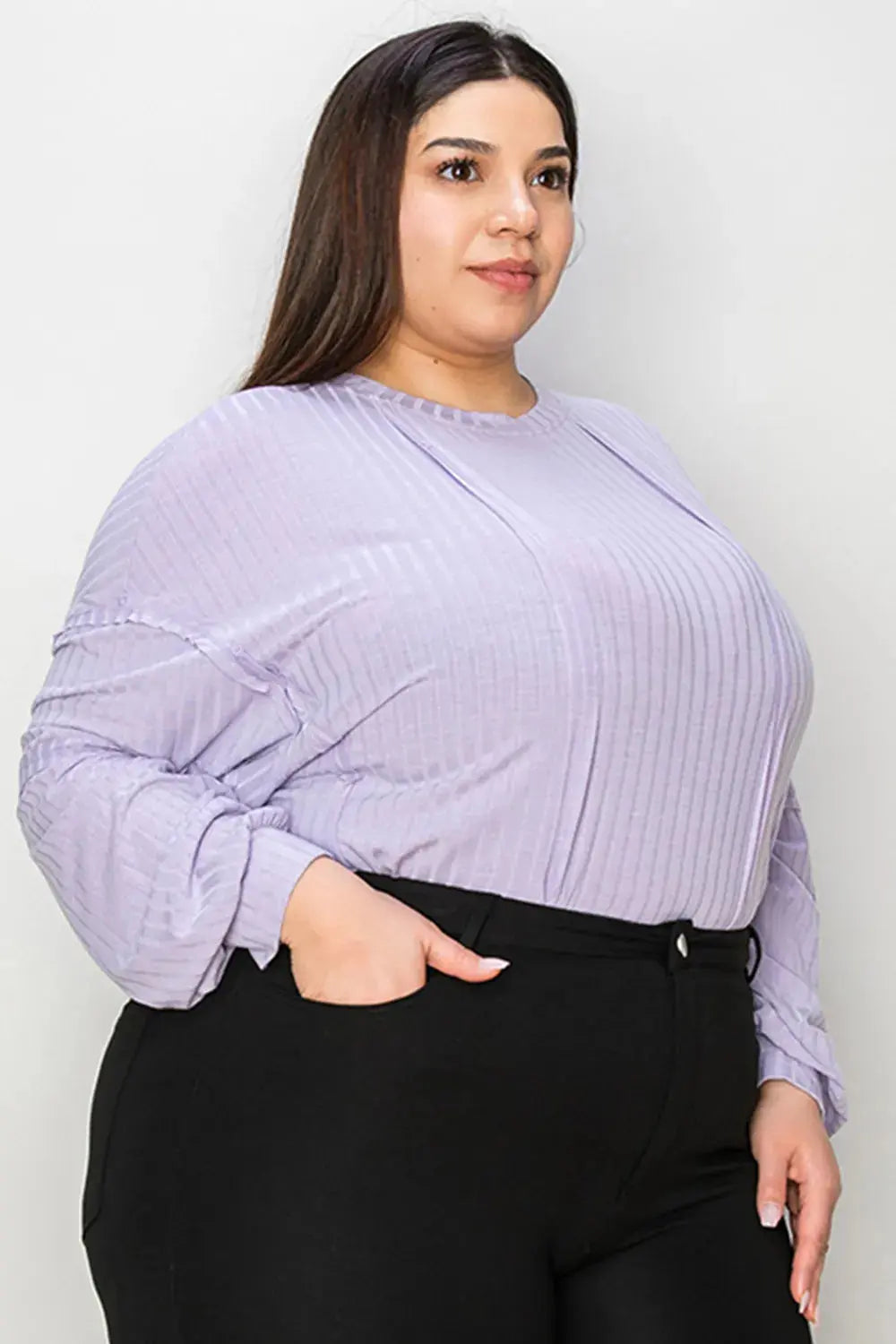 Basic Bae Full Size Round Neck Ribbed Long Sleeve T Shirt