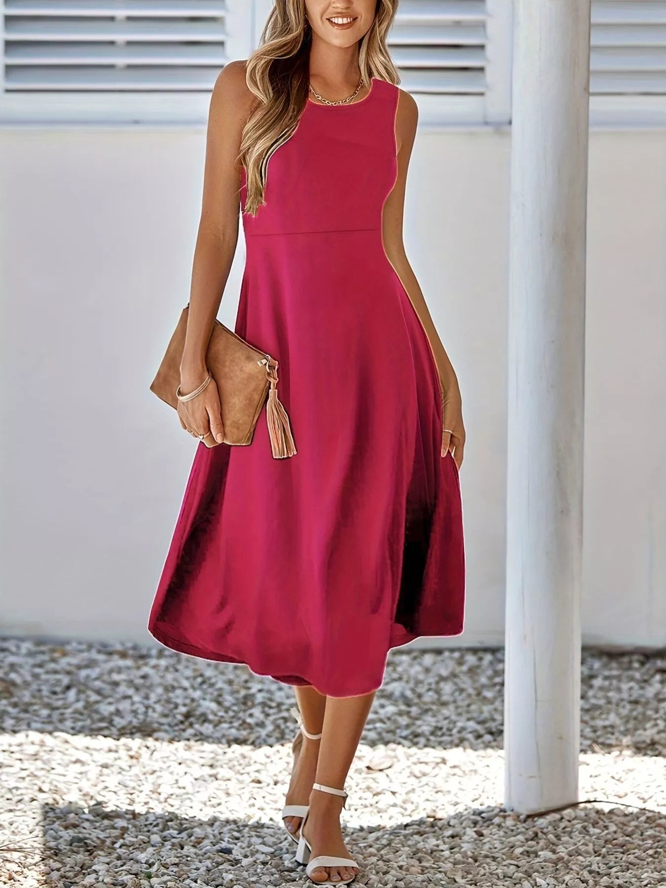 Sleeveless A Line Midi Dress