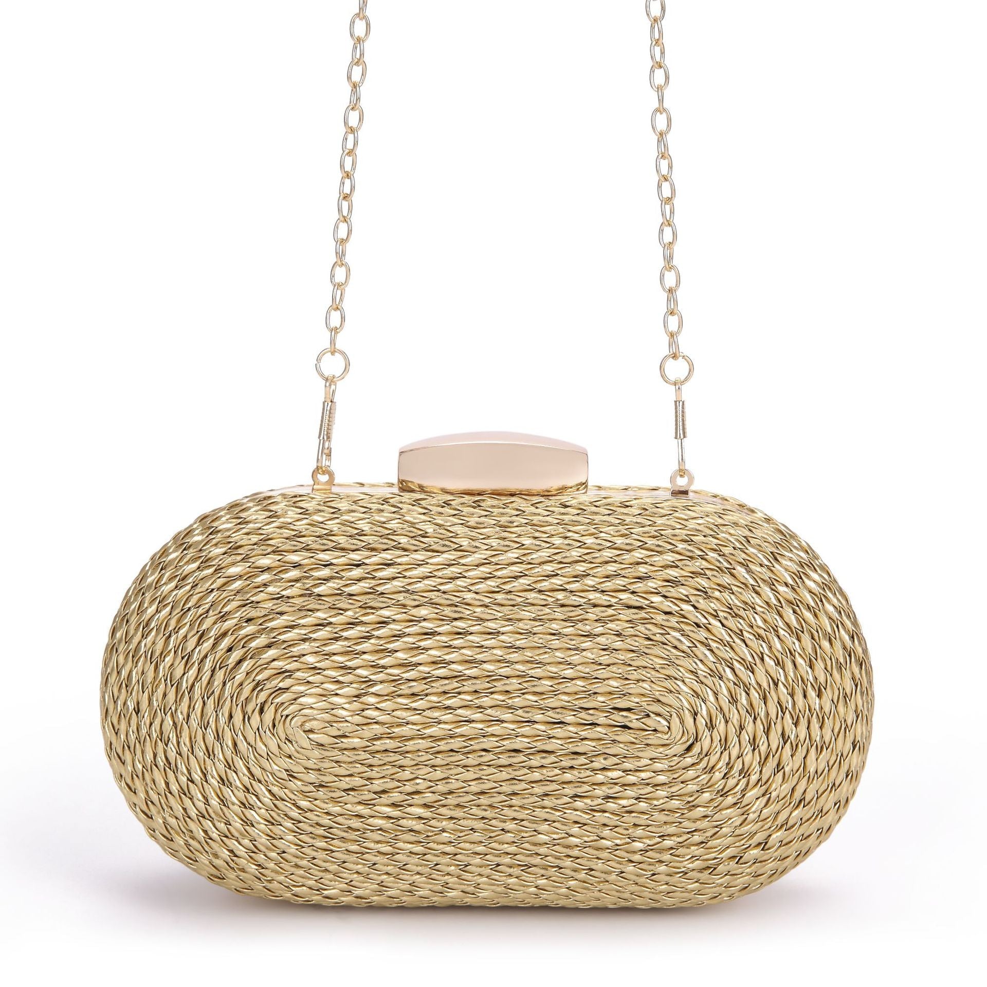Fashionable oval crossbody woven bags