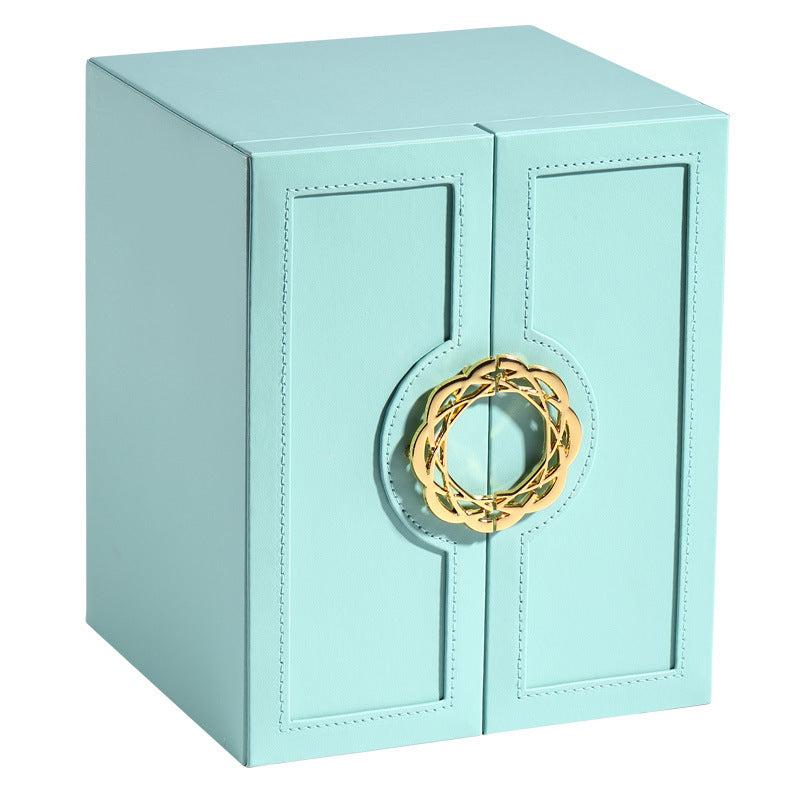 Multi-layer desktop household leather jewelry armoire