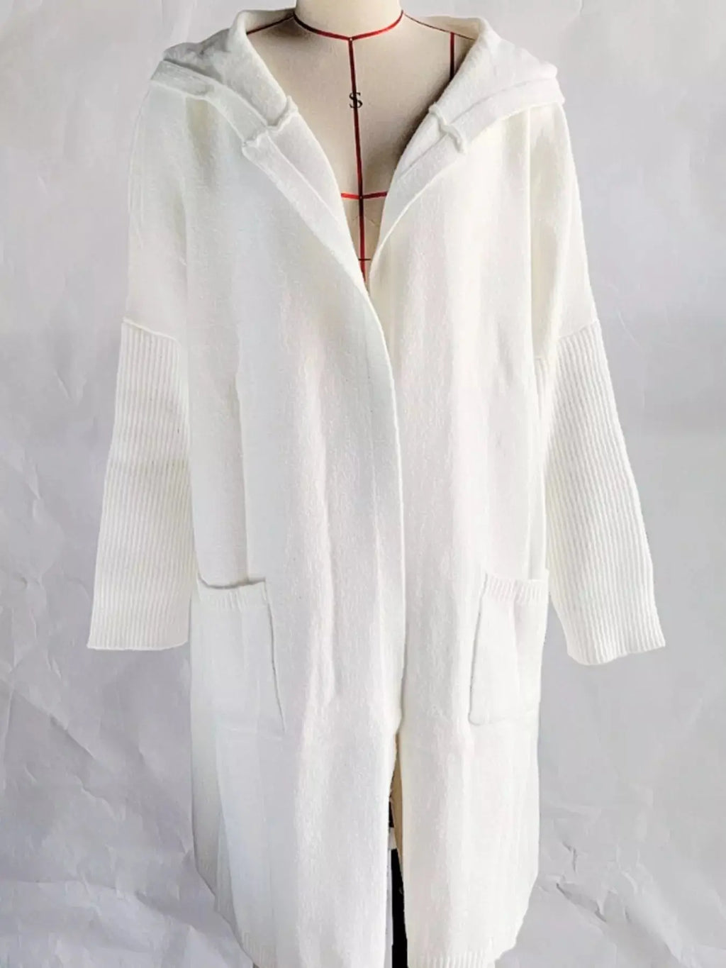 Full Size Hooded Knit Open Front Cardigan