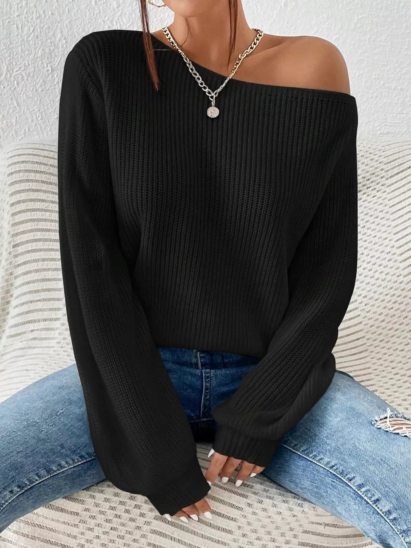 Knit One Shoulder Sweater