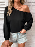Asymmetrical Long Sleeve One Shoulder Sweatshirt