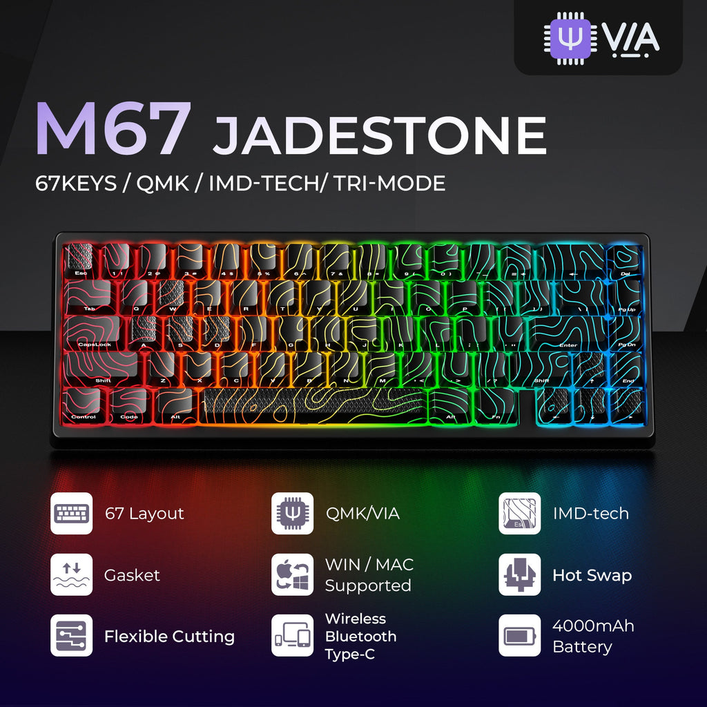 XVX M67 JadeStone Interstellar Black VIA Tri-Mode Mechanical Keyboard with IMD-Tech Keycaps