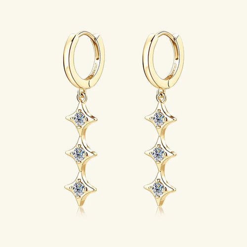925 Sterling Silver Geometric Shape Moissanite Drop Earrings