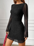 Backless Long Sleeve Mini Dress