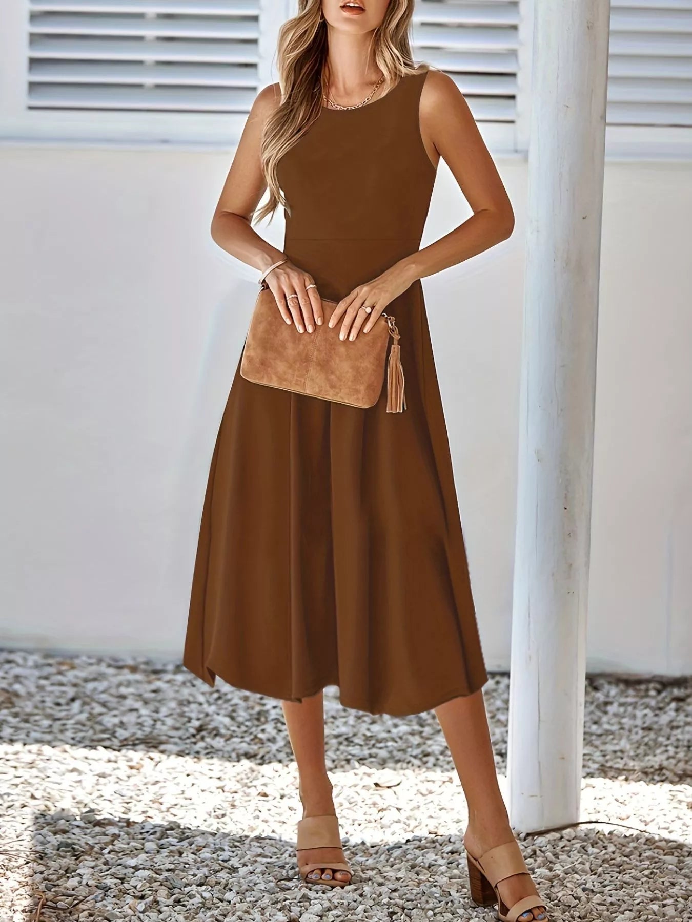 Sleeveless A Line Midi Dress