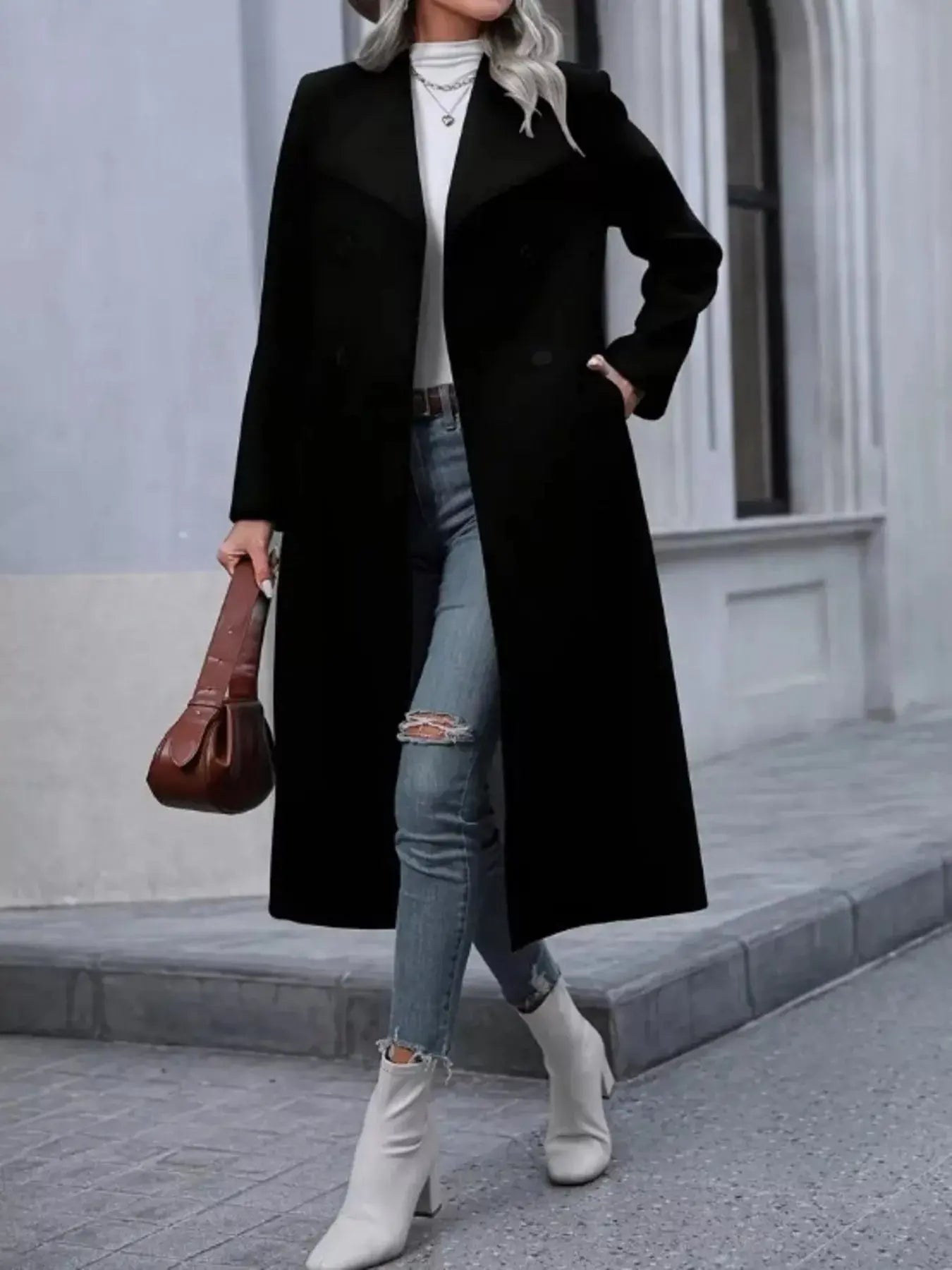 Double-Breasted Longline Overcoat