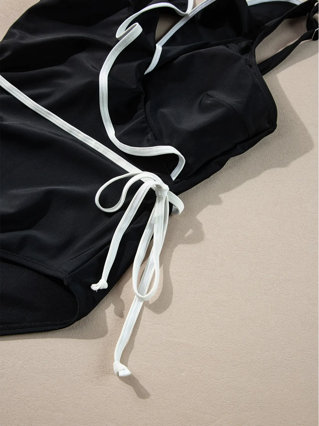 Ruffle Trim V Neck One Piece Swimsuit