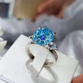 925 Sterling Silver Blue 5 Carat Moissanite Ring
