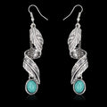 Artificial Turquoise Alloy Leaf Earrings