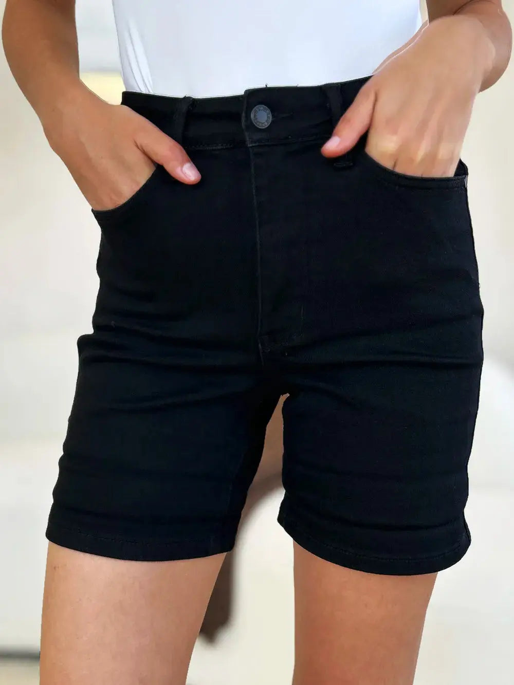 Full Size High Waist Tummy Control Cuffed Denim Shorts by Judy Blue Jeans