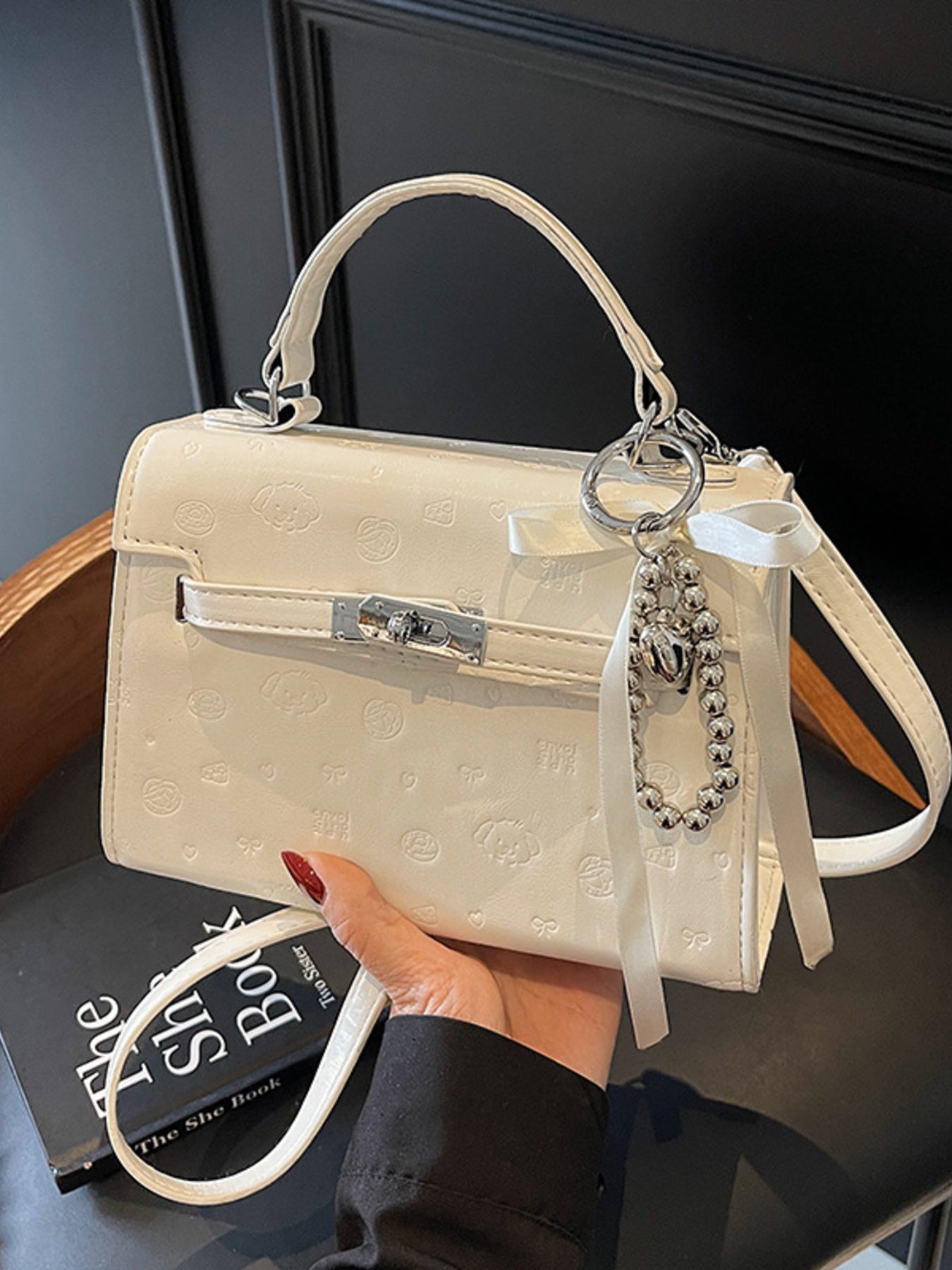 Embossed Pattern Flap Crossbody Bag
