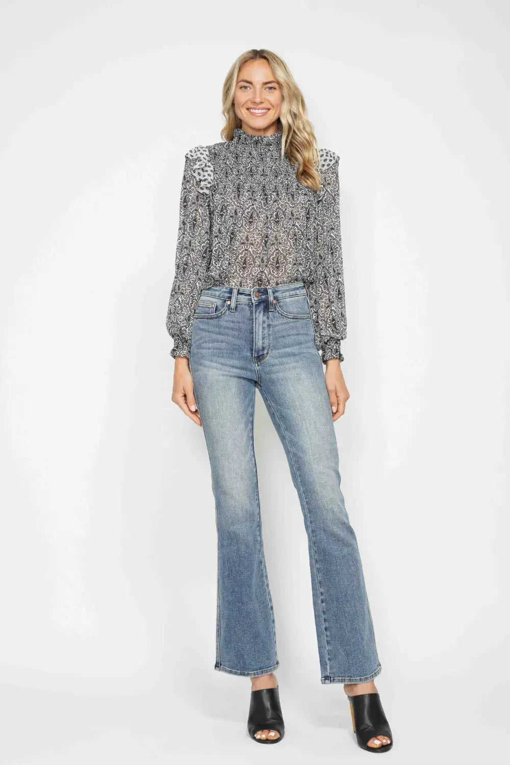 Judy Blue Jeans - Full Size Tummy Control Bootcut Jeans w/ Back Embroidered Pockets