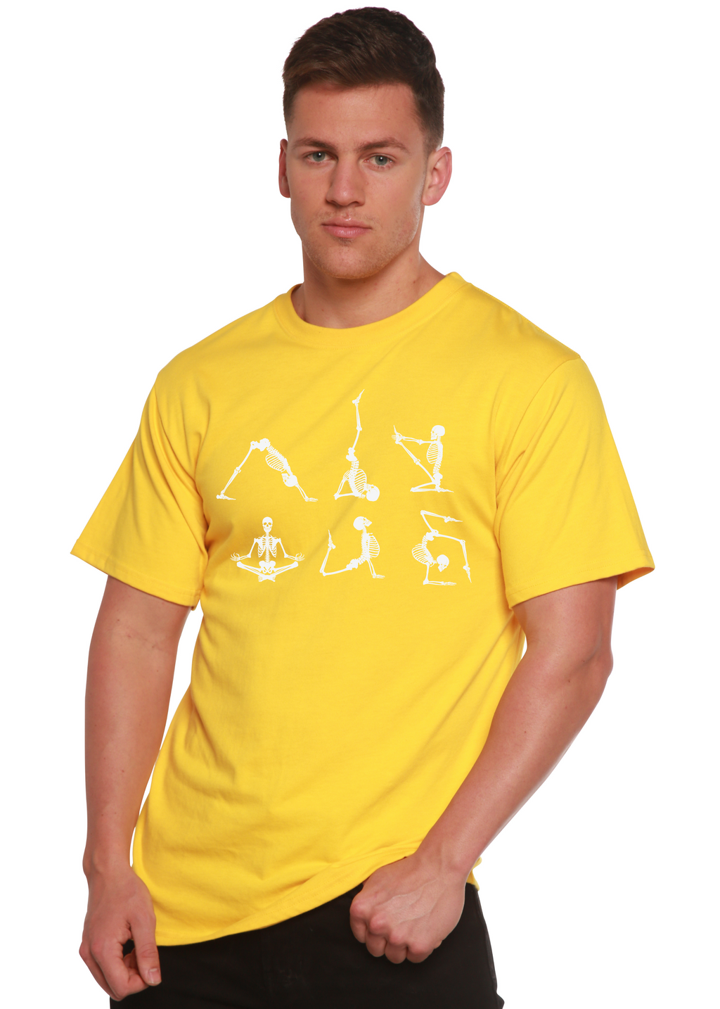 Halloween Skeleton Namaste Men's Bamboo Viscose/Organic Cotton Short Sleeve Graphic T-Shirt