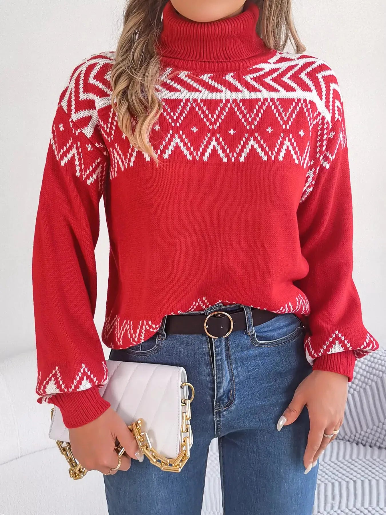Turtleneck Dropped Shoulder Sweater