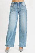 RISEN Jeans - Mid Rise Wide Barrel Transferable Leg Snap Jeans