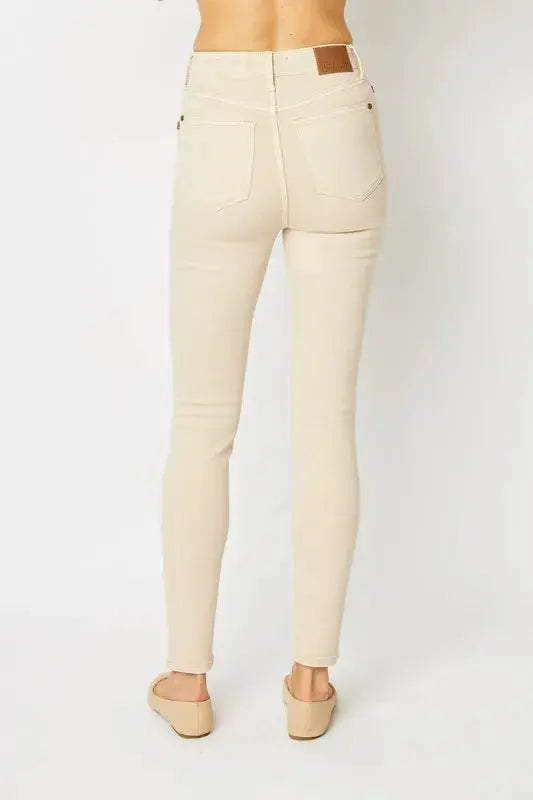 Full Size Garment Dyed Tummy Control Skinny Judy Blue Jeans