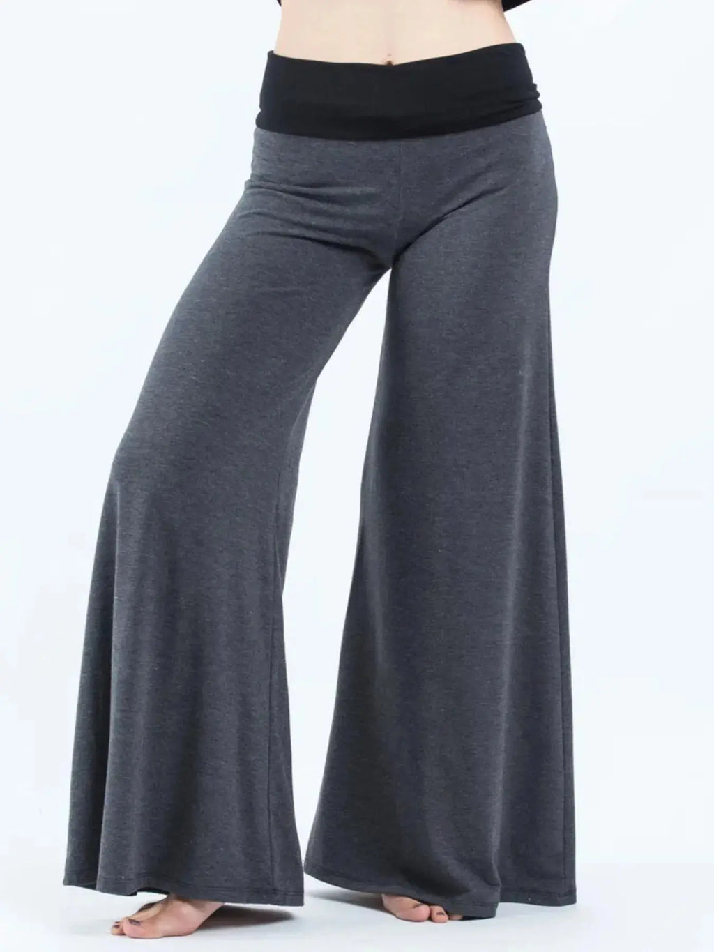 High Waisted Wide Leg Yoga Pants with Contrast Waistband