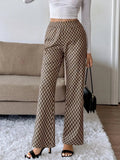 Plaid High Waisted Wide Leg Pants