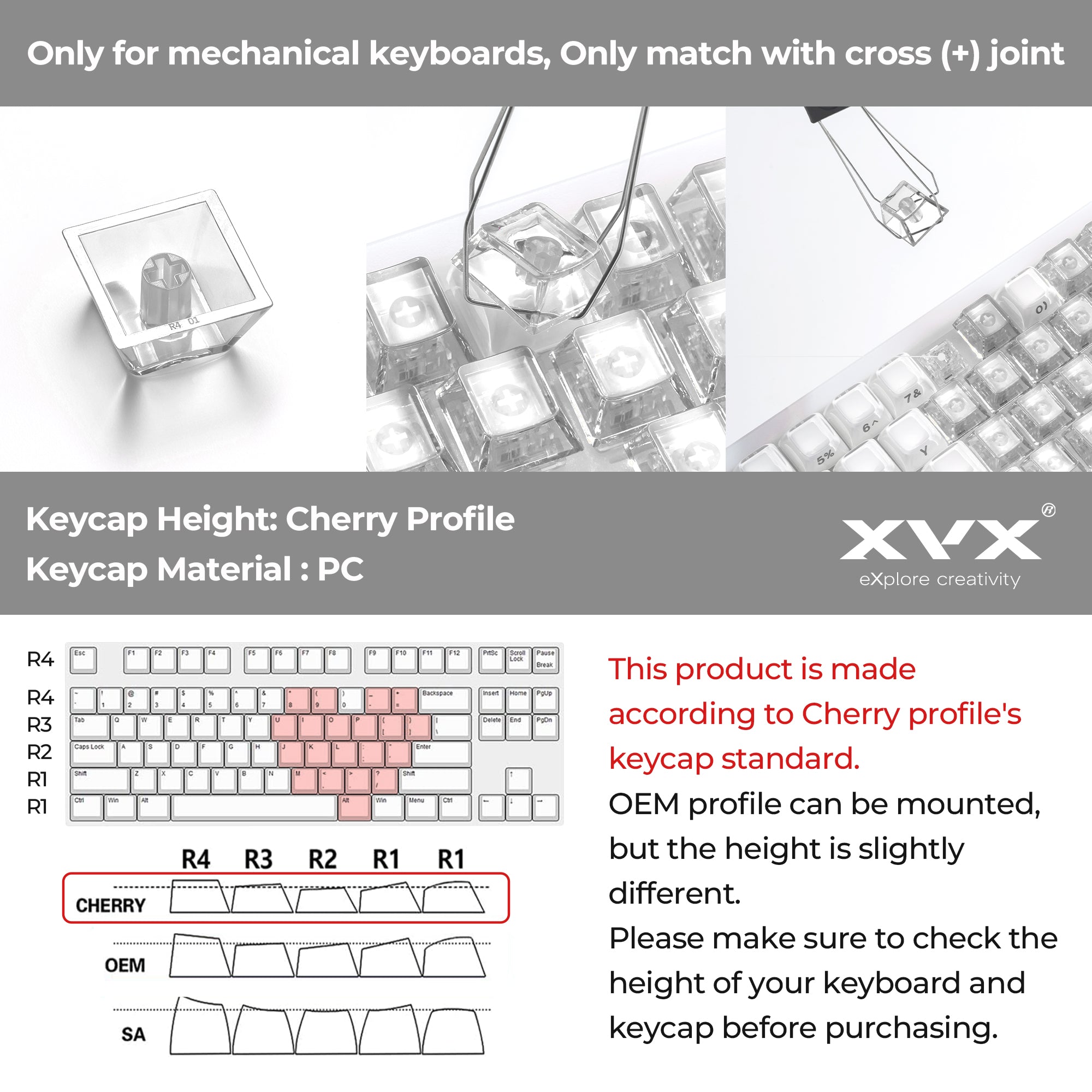 XVX Fizz 21-Key Heart Layout Cherry Profile Keycap Set