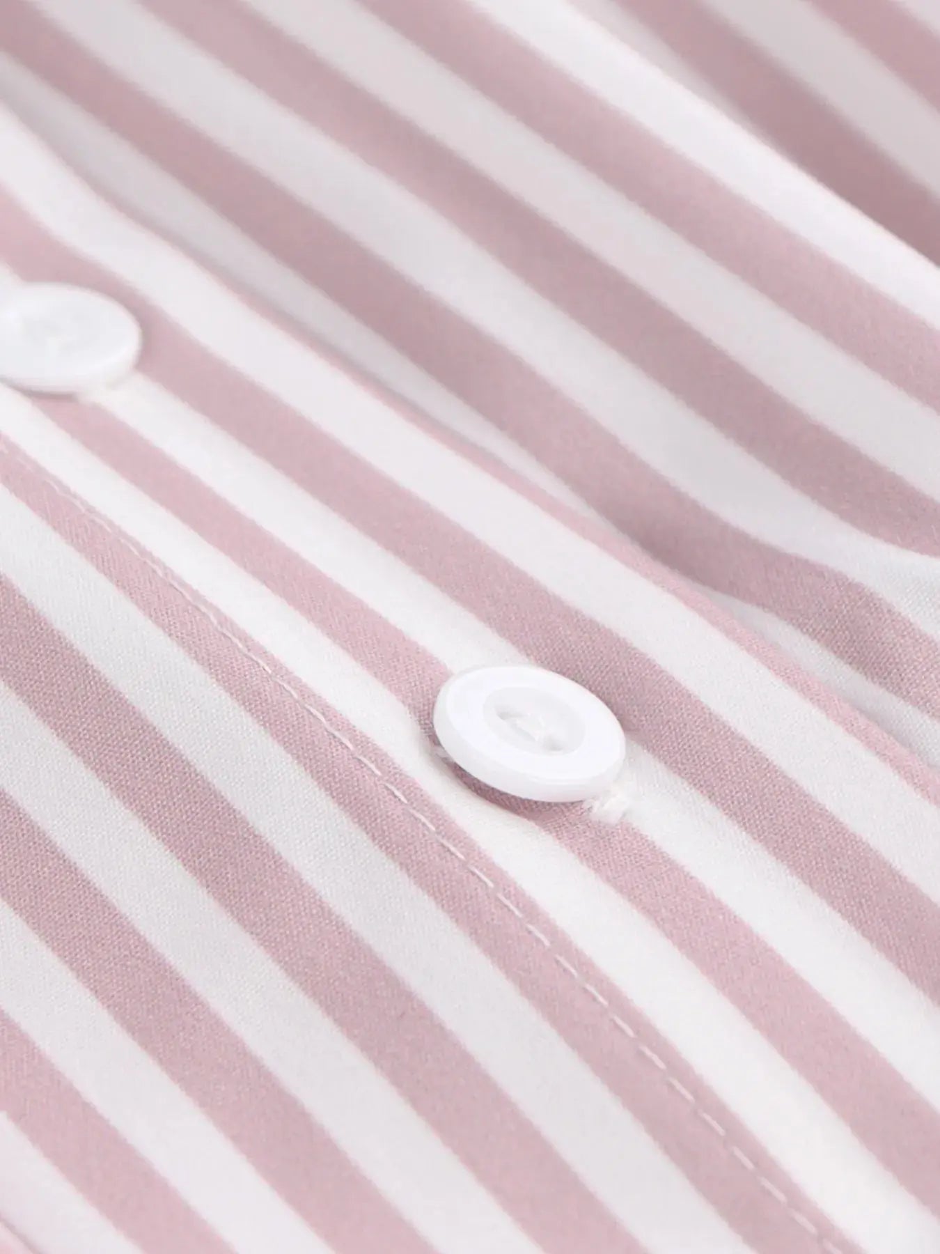 Pinstripe Puff Sleeve Cinched Waist Button Up Shirt