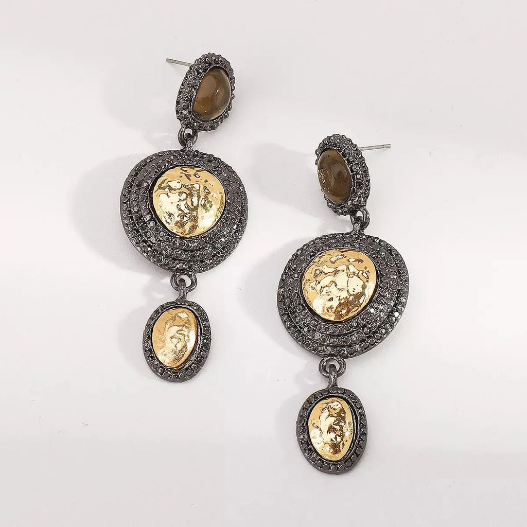 Vintage-Inspired Dangle Earrings with Gold Accents
