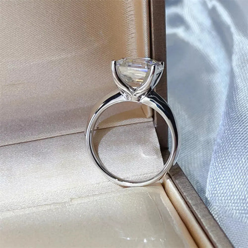 925 Sterling Silver Asscher Cut 5 Carat Moissanite Ring