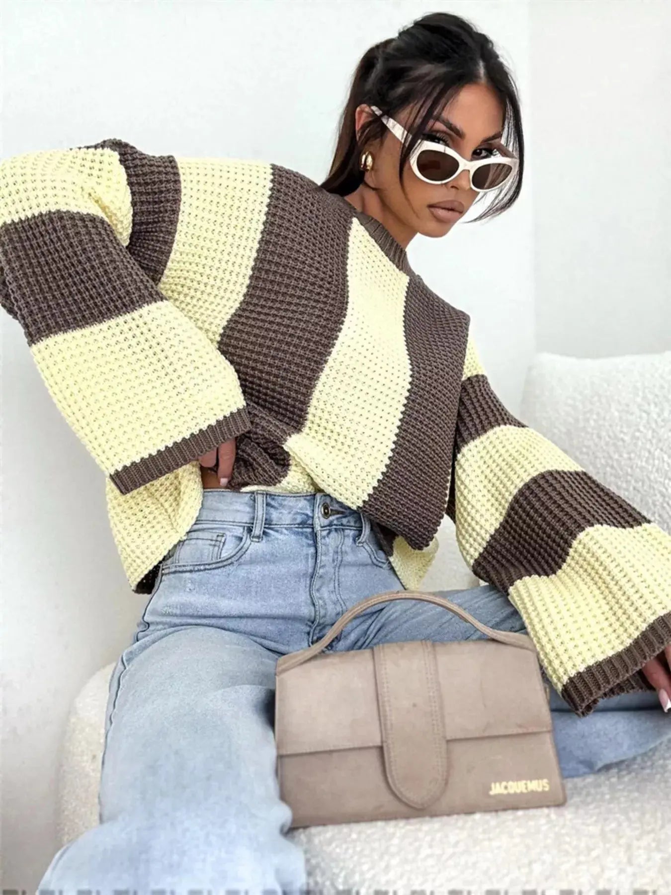 Color Block Long Sleeve Sweater
