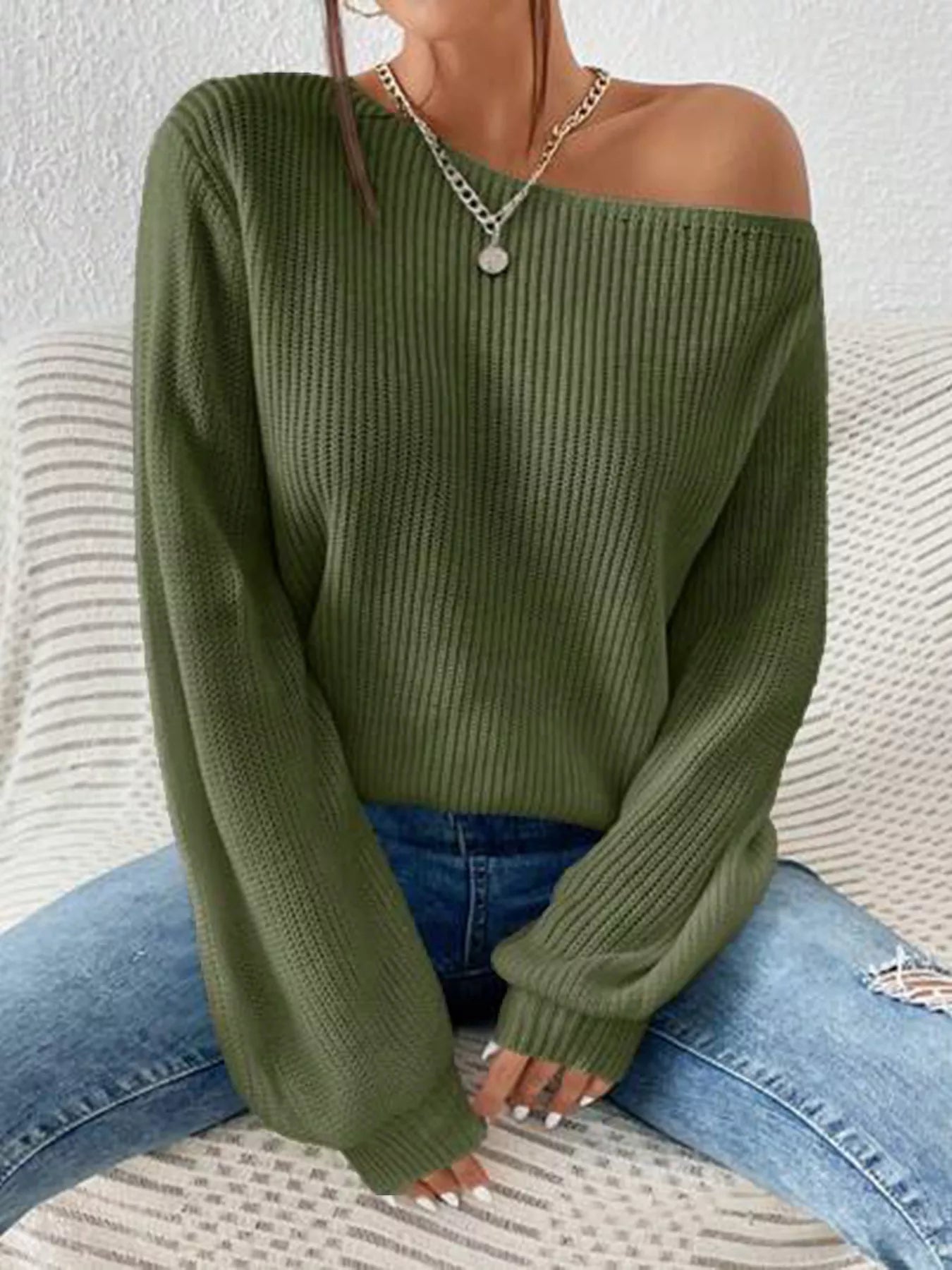 Knit One Shoulder Sweater