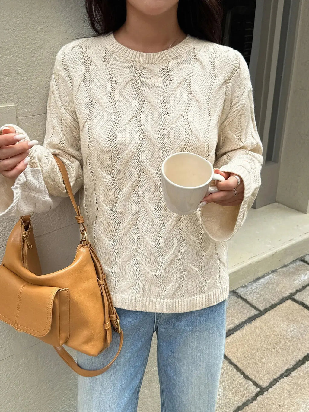 Long Sleeve Cable Knit Sweater