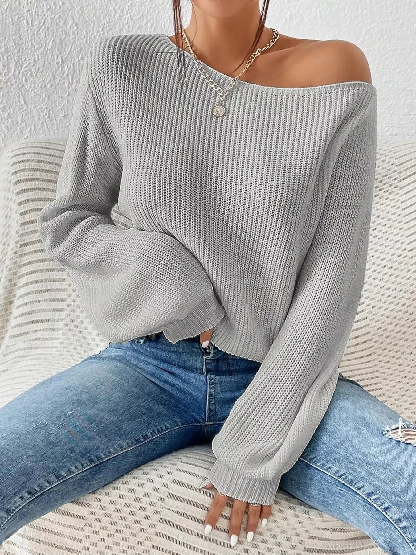 Knit One Shoulder Sweater
