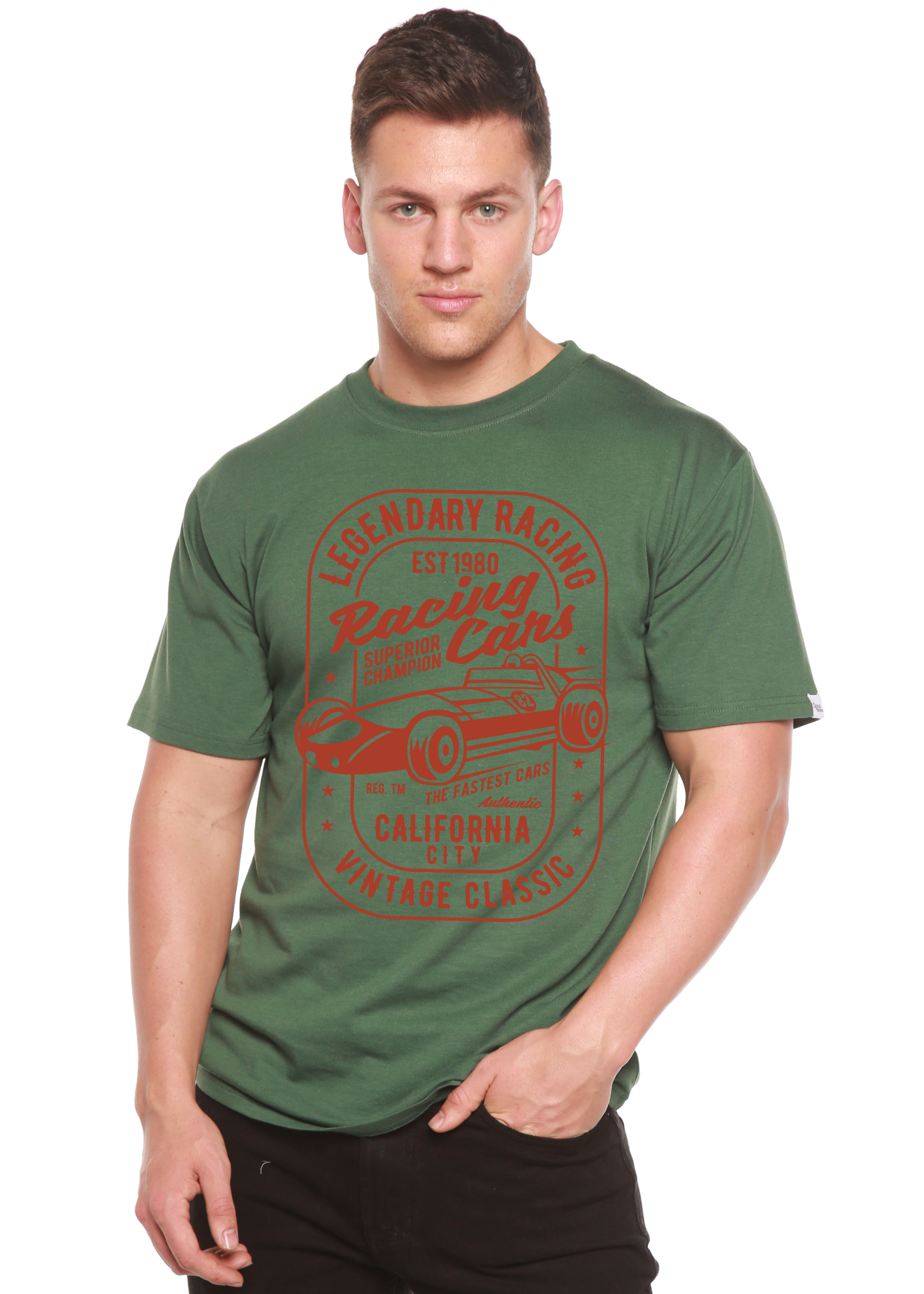 Legendary Racing Cars Men's Bamboo Viscose/Organic Cotton Short Sleeve Graphic T-Shirt