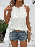 Round Neck Eyelet Textured Tank Top