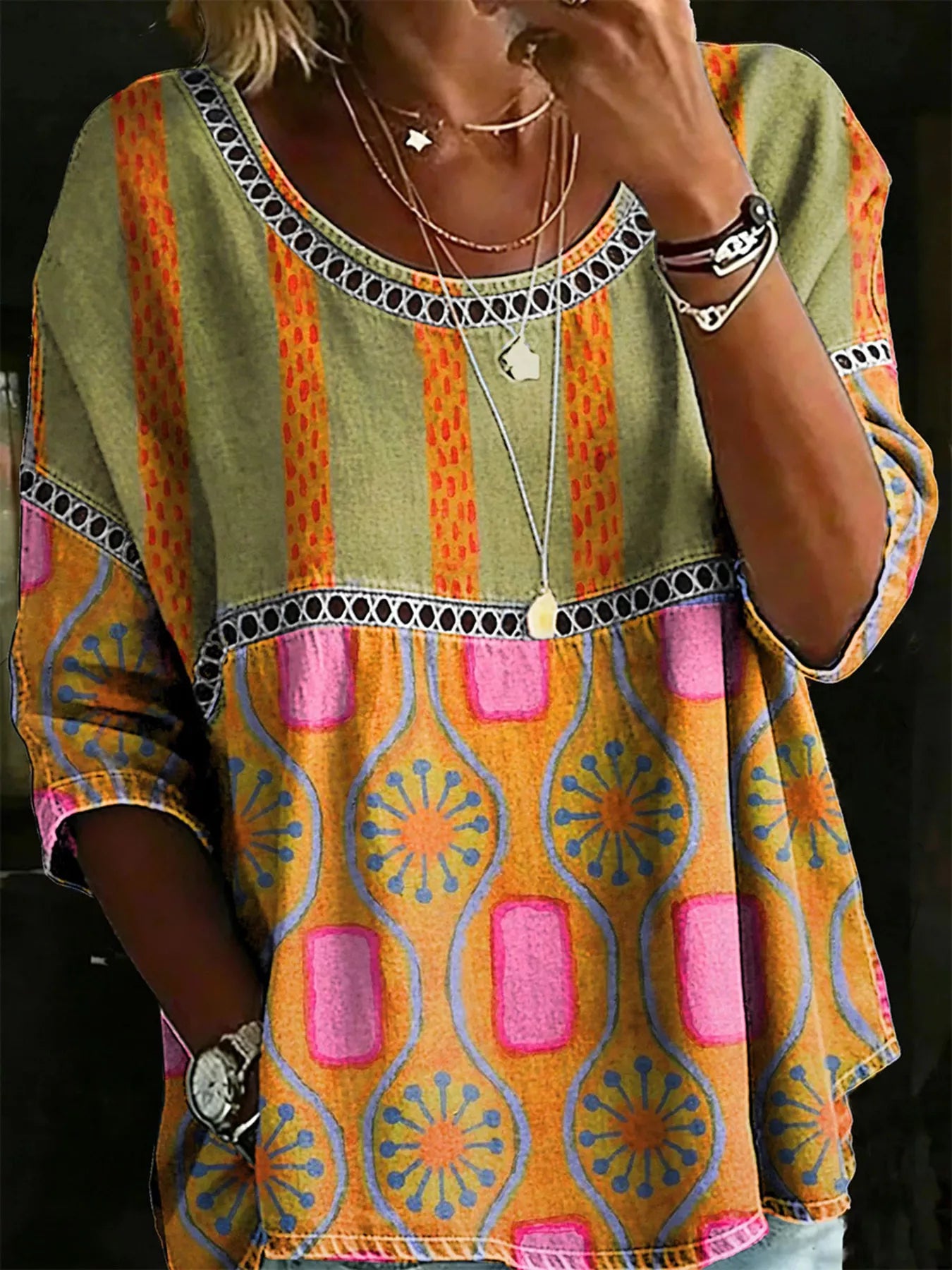 Full Size Hollow Out Round Neck Top