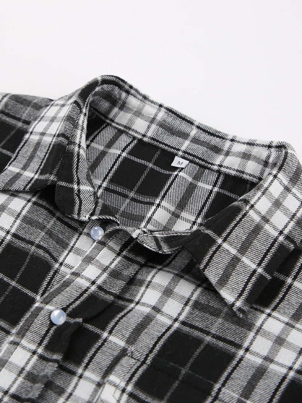 Black Oversized Plaid Button Up Shirt