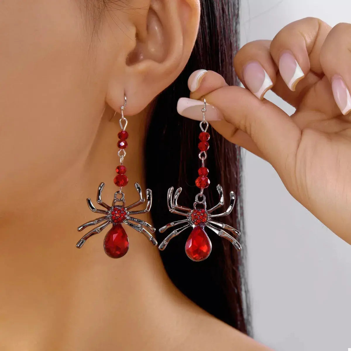 Crystal Spider Halloween Dangle Earrings