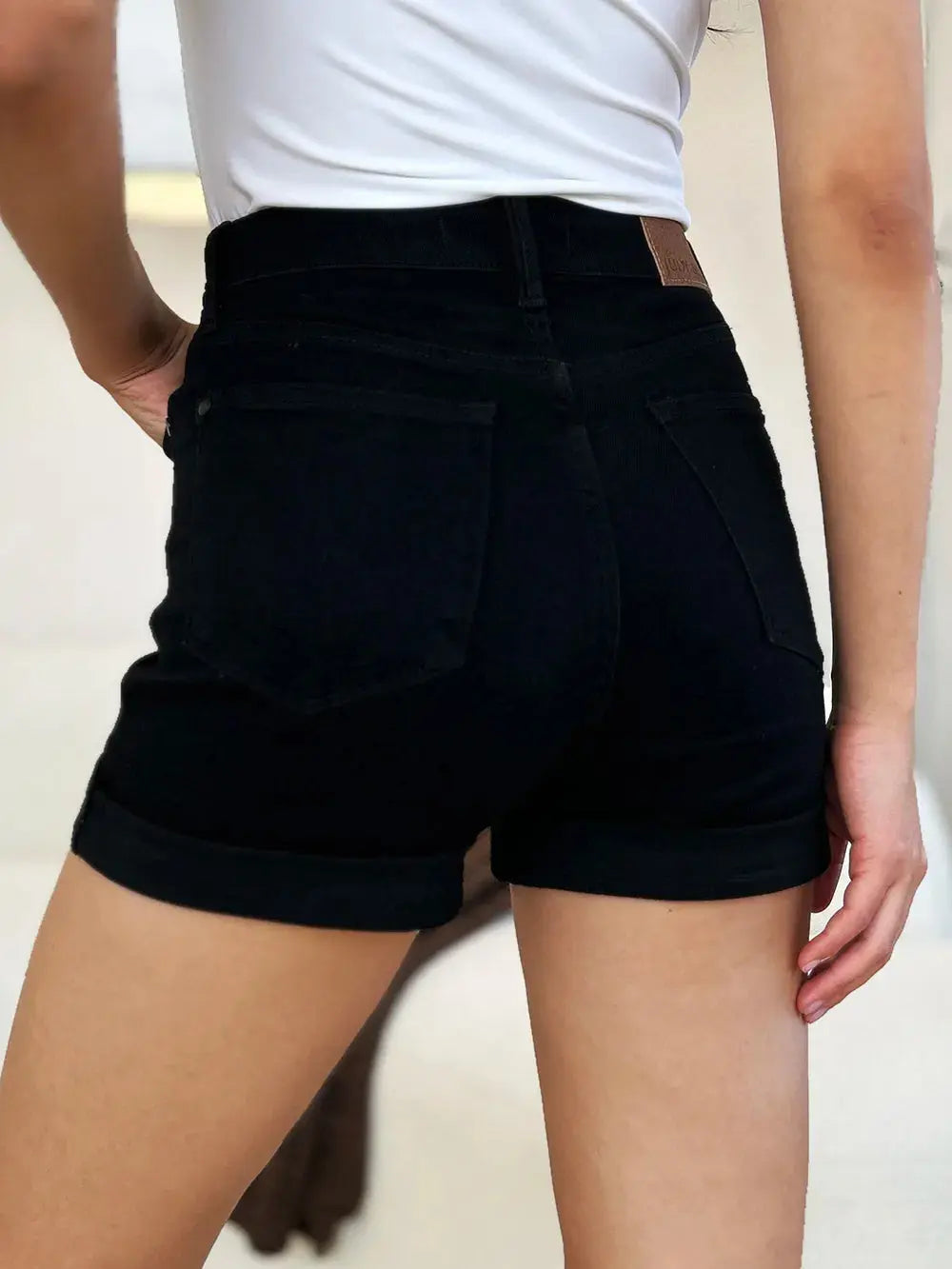 Full Size High Waist Tummy Control Cuffed Denim Shorts by Judy Blue Jeans