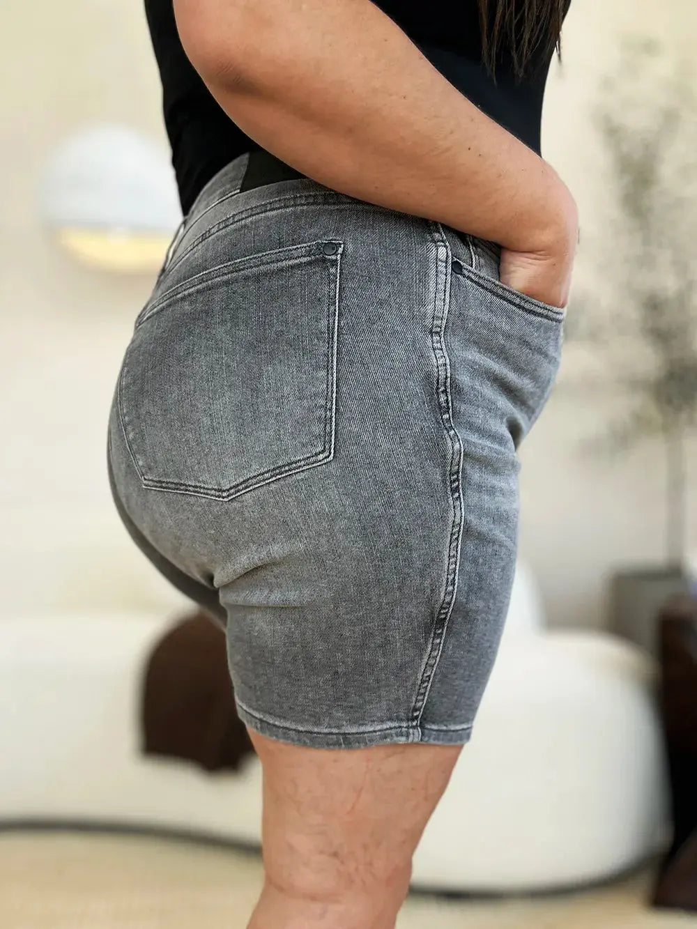 Full Size High Waist Washed Denim Shorts by Judy Blue Jeans