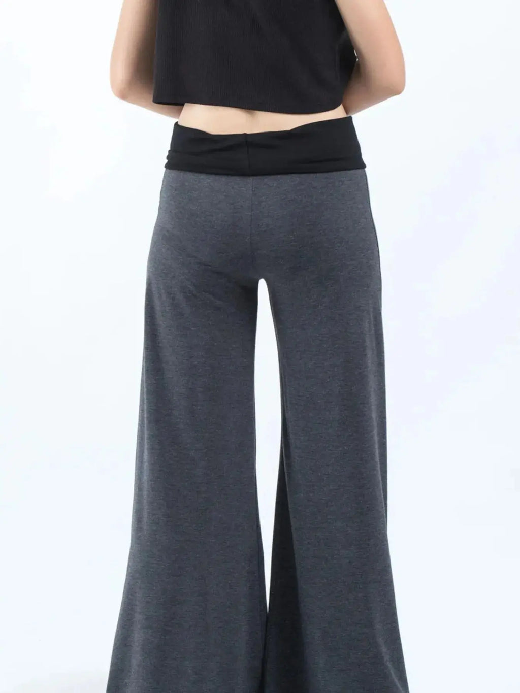 High Waisted Wide Leg Yoga Pants with Contrast Waistband
