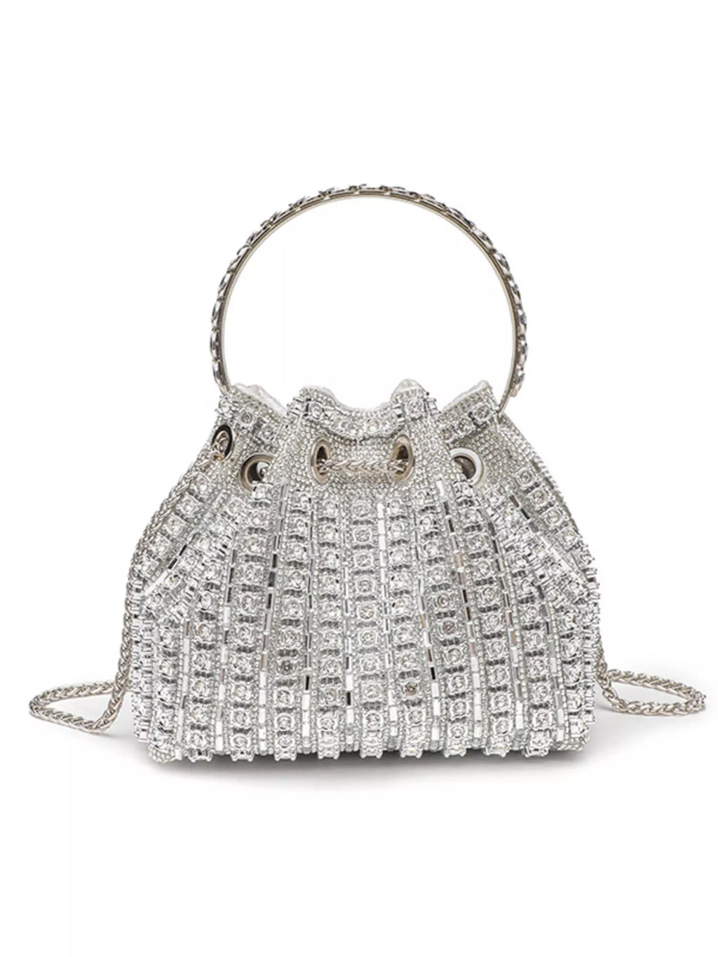Bucket Style Rhinestone Crossbody Bag
