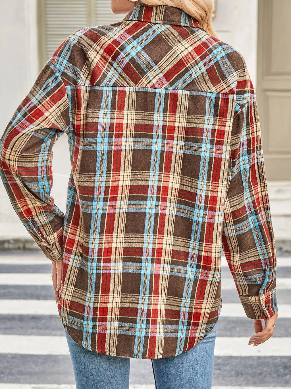 Oversized Plaid Button Up Long Sleeve Shirt