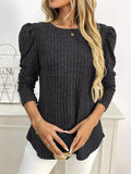 Round Neck Puff Sleeve T Shirt