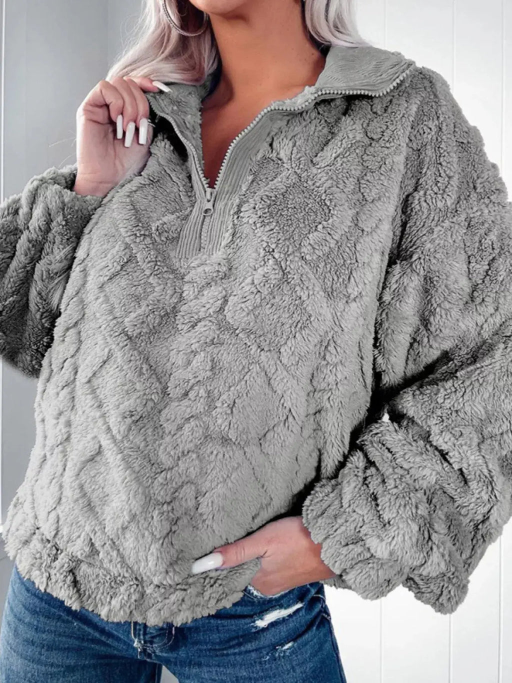 Cozy Fleece Quarter Zip Sweatshirt
